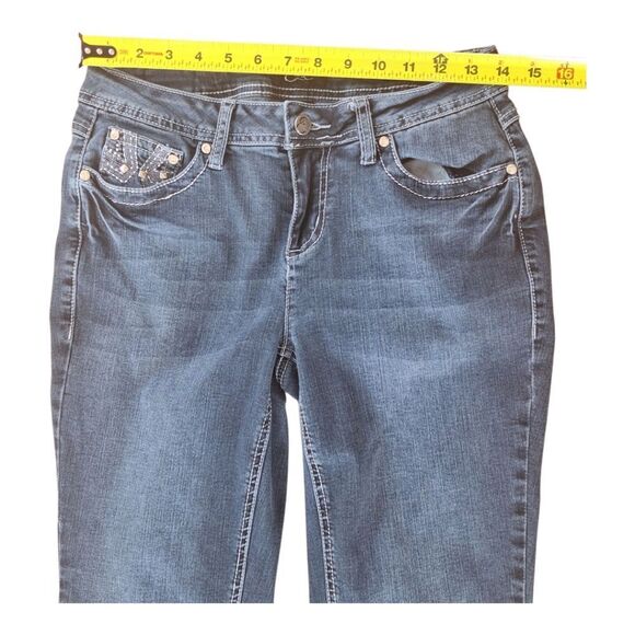 EARL Jeans Bling Slim Boot Y2K Stretch Denim Rhinestones Lace size 6 Embellished - Picture 7 of 15